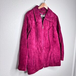 VTG Women’s Burgundy Leather Bomber Jacket 2X